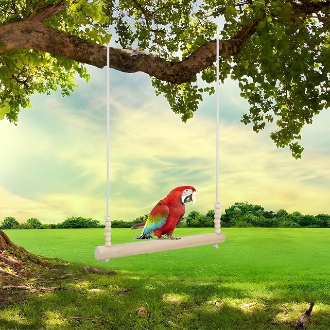 3PCS Chicken Swing, Natural Wood Chicken Toys - Image 5