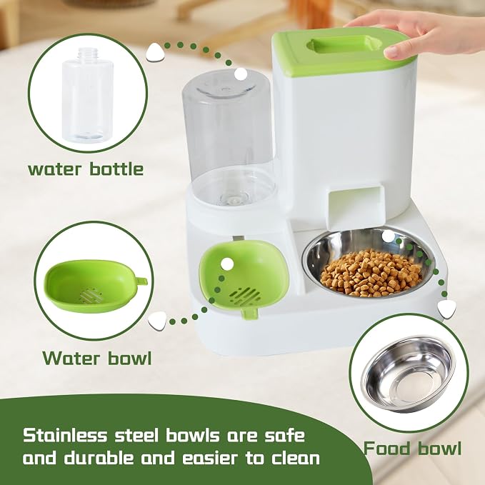 2 in 1 Automatic Cat Feeder & Water Dispenser, Gravity Pet Feeder Stainless - Image 6