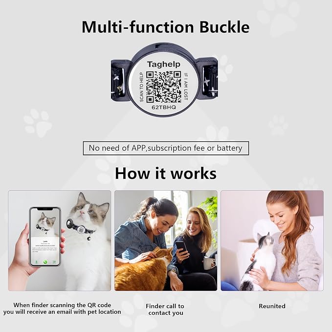 Breakaway Cat Collars with Bell Moons Stars Cute Kitty Adjustable Safe Kitten - Image 4