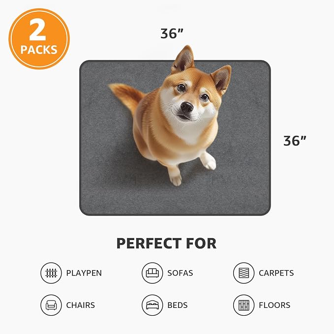 Washable Dog Pee Pads 36x36 2Pack Reusable Puppy Pads, Absorb Dog Mats Non-Slip - Image 6