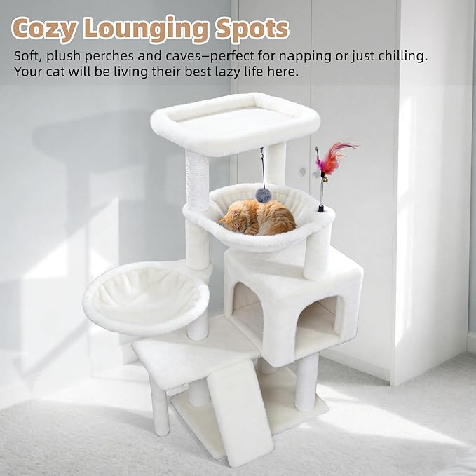 Cat Tree with Cat Condo and Two Hammocks, Cat Tree with Scratching Posts and - Image 4