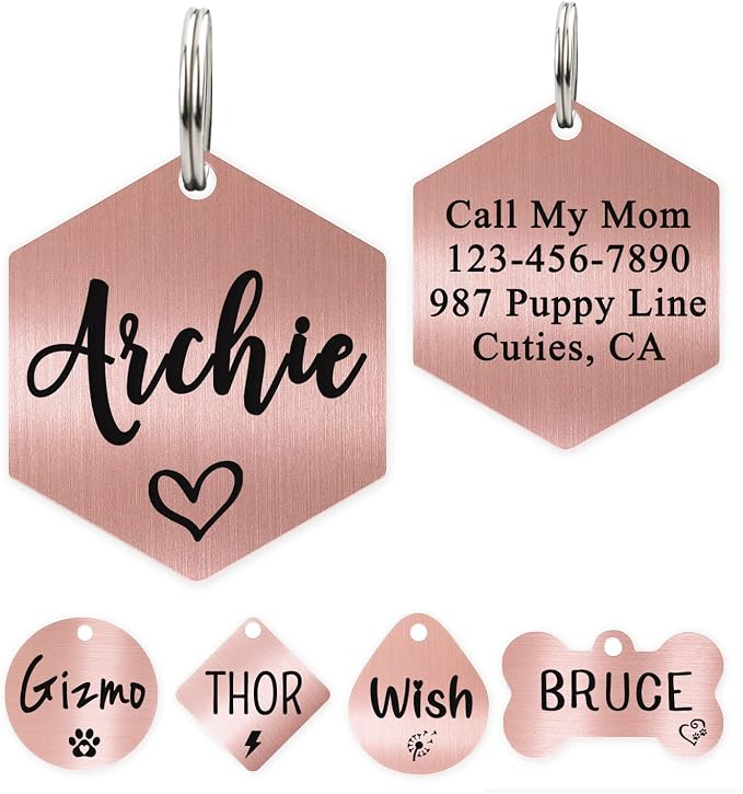 Ultra Joys Personalized Hexagon Dog Tag by UltraJoys