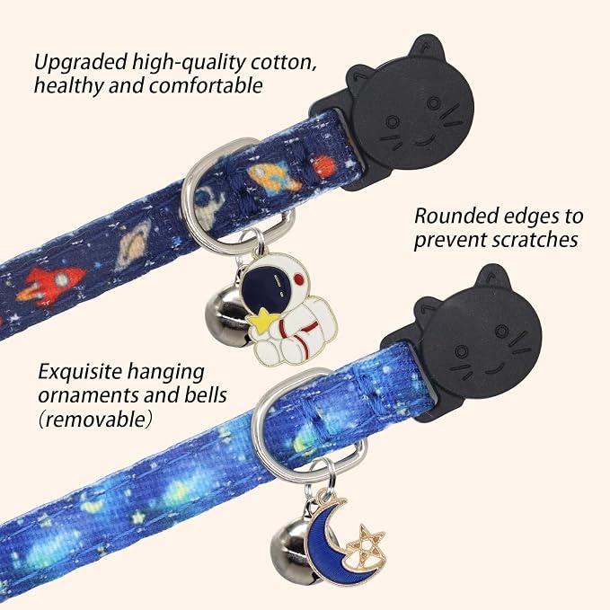 Cat Collar Breakaway, 2 Pack Cotton Cats Collars - Image 4