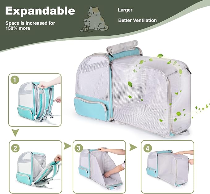 halinfer Backpack to Carry Cat and Small Puppy up to 16 Pounds, Breathable Pet - Image 5