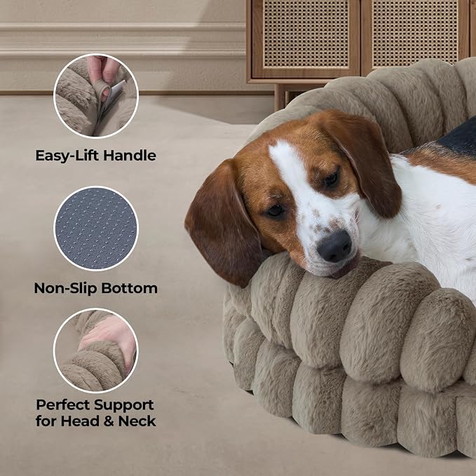 BALANCE Calming Dog Bed for Medium Sized Dogs, 30 Inches Oval Washable Pet Bed - Image 4
