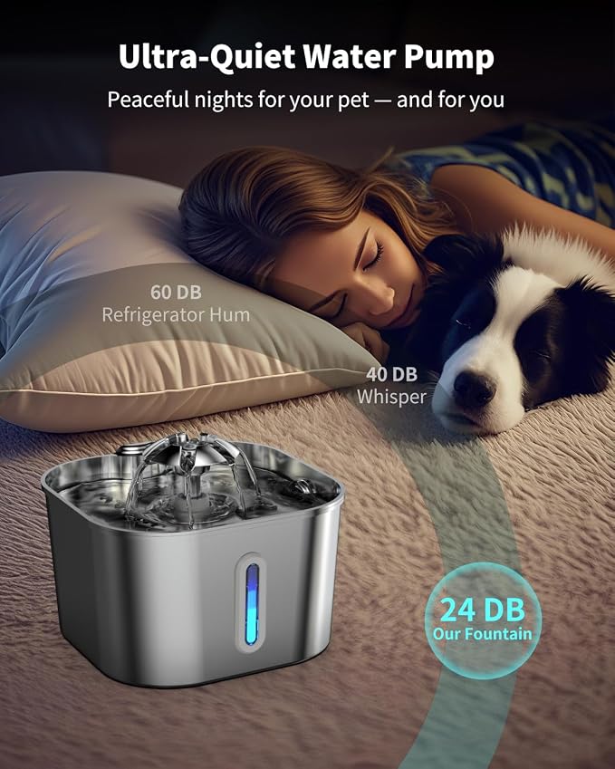 Cat Water Fountain Stainless Steel, 2.2L/74oz Cat Fountain - Image 5