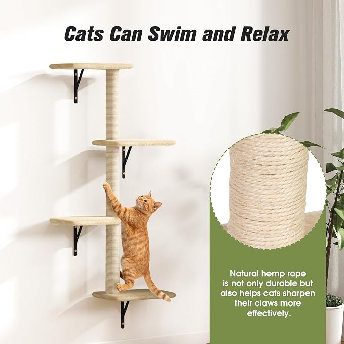 COZIWOW Wall Mounted Cat Furniture, Cat Wall Shelves and Perches, Floating Cat - Image 4