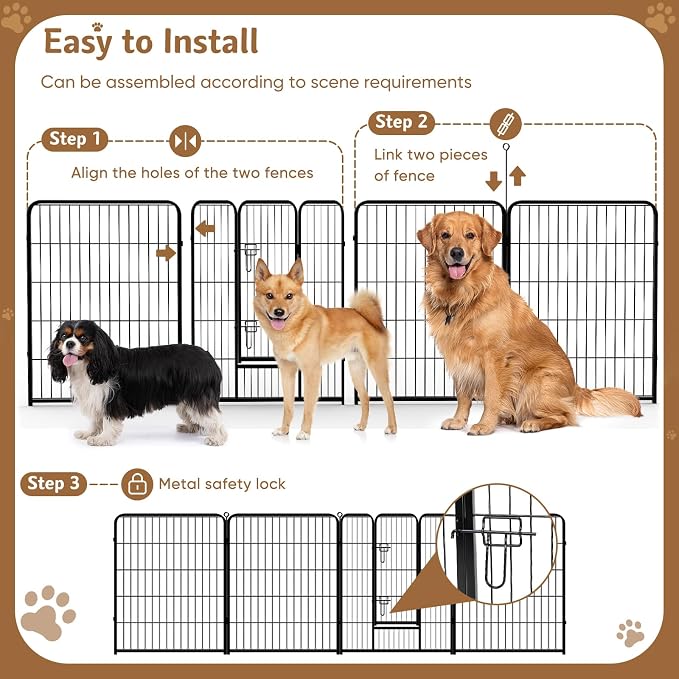 DUMOS Dog Playpen Indoor, Metal 24 Inch 16 Panels Foldable Pet Fence - Image 5