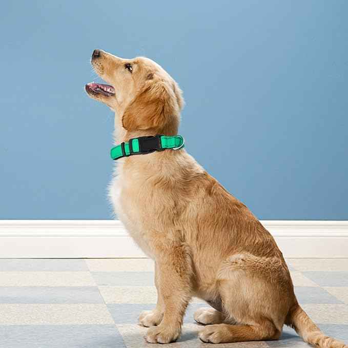 Reflective Dog Collar, Adjustable Soft Neoprene Padded Nylon Pet Collars