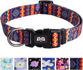 QQPETS Adjustable Soft Dog Collar: Print Flower Pink Multicolor Cute Patterns by QQPETS