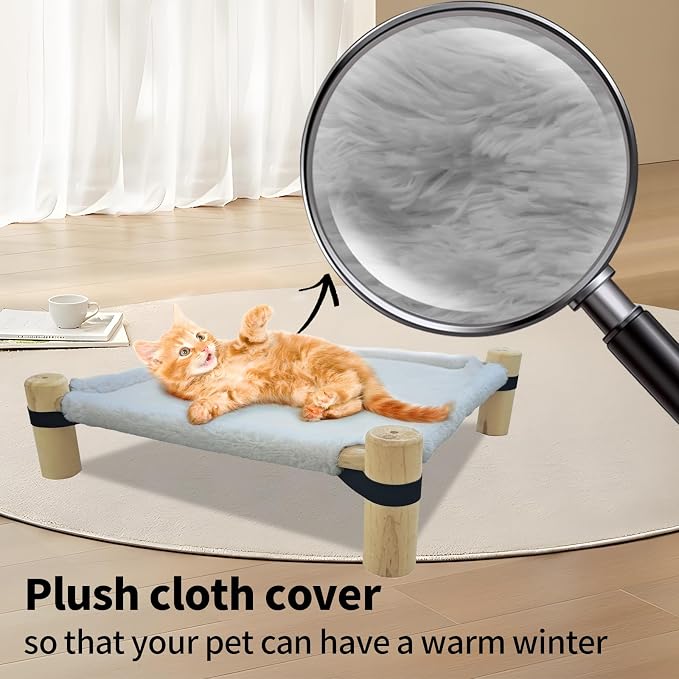 Pozico Cat Hammock Bed – Wooden Elevated Cat/Dog Bed - Image 3
