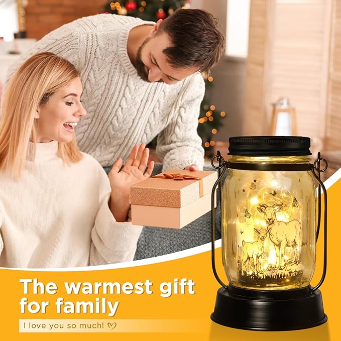 Goat Gifts for Women/Men Goat Solar Lanterns Mom Birthday Animal Lovers Lantern - Image 3