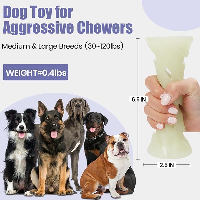Glow in The Dark Dog Chew Toy, Rubber Dog Toys to Keep Them Busy, Interactive - Image 3