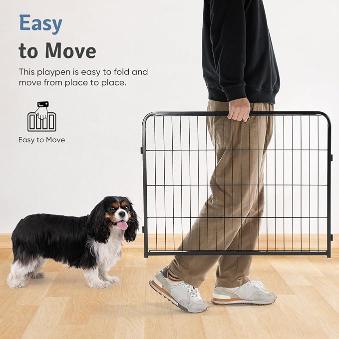 DUMOS Dog Playpen Indoor, Metal 24 Inch 16 Panels Foldable Pet Fence - Image 3
