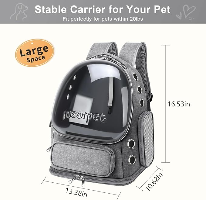 Cat Backpack Carrier, Breathable Cat Bubble Backpack Large Space Cat Carrier - Image 5