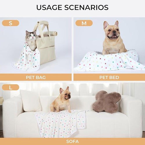 1 Pack 3 Blankets Super Soft Cute Dot Pattern Pet Blanket Flannel Throw - Image 2