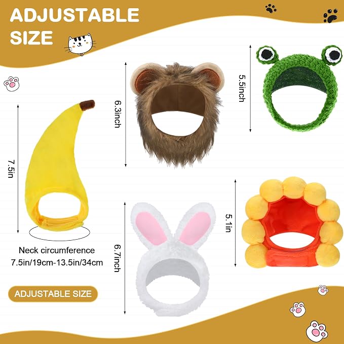 Weewooday 5 Pcs Cat Adorable Costume Bunny Hat - Image 3