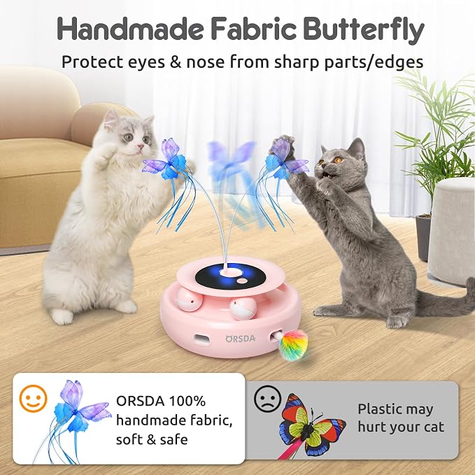 ORSDA Cat Toy, 3-in-1 Automatic Interactive Electronic Moving Ambush Feather - Image 4