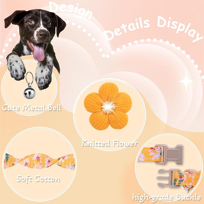 Small Dog Collar with Flower, Puppy Collar - Image 2