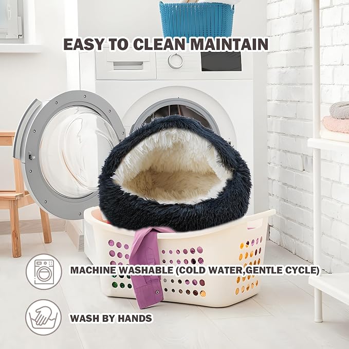 Cat Bed for Indoor Cats, Calming Cozy Cave - Image 4