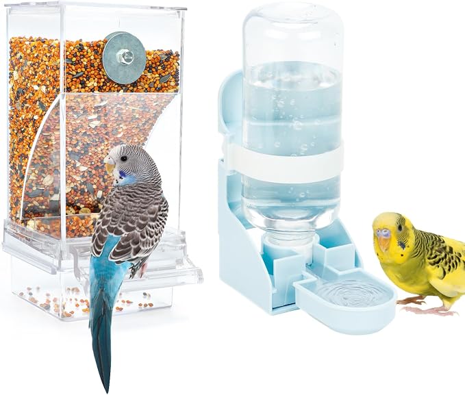 Rypet No Mess Bird Water Feeder Dispenser Set Automatic Bird Feeder Transparent by RYPET