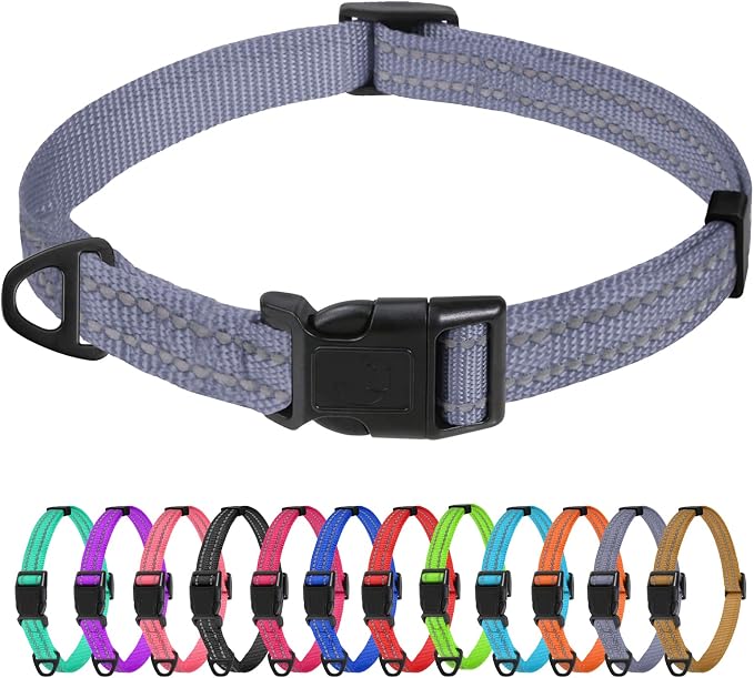 TagME Reflective Nylon Dog Collars, Adjustable Classic Pet Collar by TagME