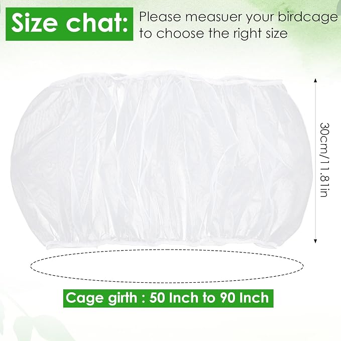 Bird Cage Seed Catcher, Mesh Net Cover Guard Soft Airy Cage Net Stretchy Skirt - Image 2