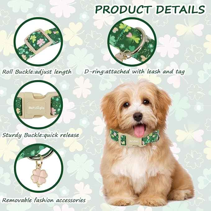 St. Patrick's Day Dog Collar, Adjustable Spring Cotton Collars Gifts