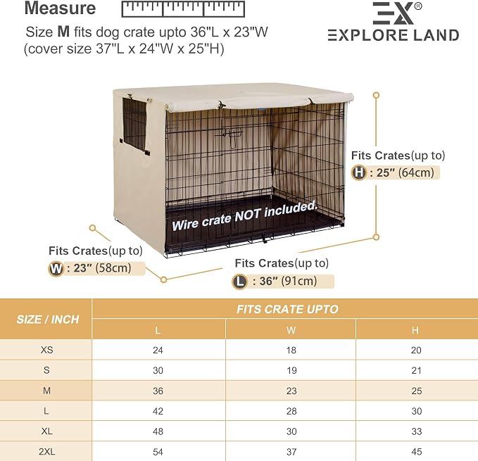 Explore Land 36 inches Dog Crate Cover Heavy Duty Polyester Pet Kennel Sunshade - Image 3