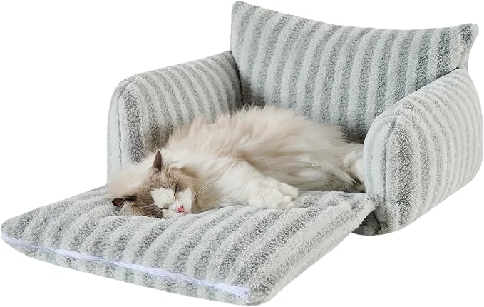Hollypet Cat Bed Fluffy Plush Mutifuctional Double-Layer Soft Pet Couch - Image 2