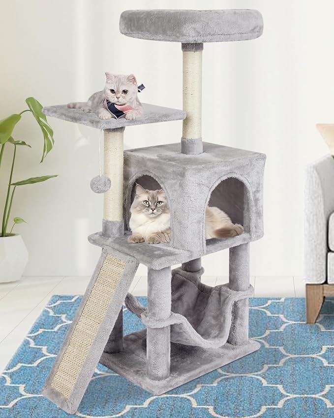 MIAO PAW Grey Cute Cat Tree for Indoor Cat Tower by MIAOPAWbabycarriersnuggleupandultraSoft