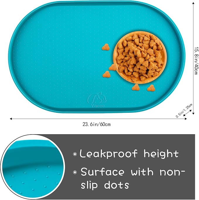 100% Waterproof 0.5" Raised Edge BPA Free Silicone Dog Food Mat, Pet Cat - Image 2