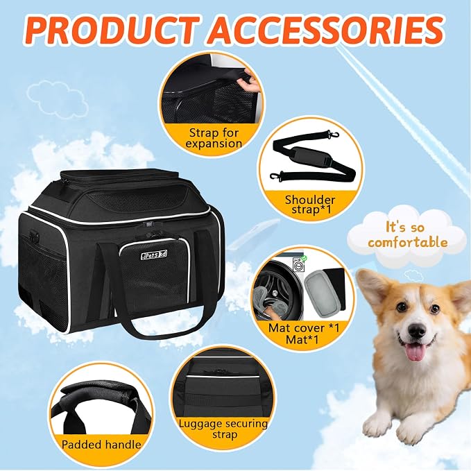 Petskd Top and Side Expandable Pet Carrier 17x11x9.5 Inches Alaska Airline - Image 7