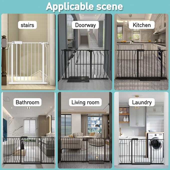 WAOWAO Baby Gate 14.16" Extra Wide Pressure Mounted Walk Through Swing Auto - Image 5