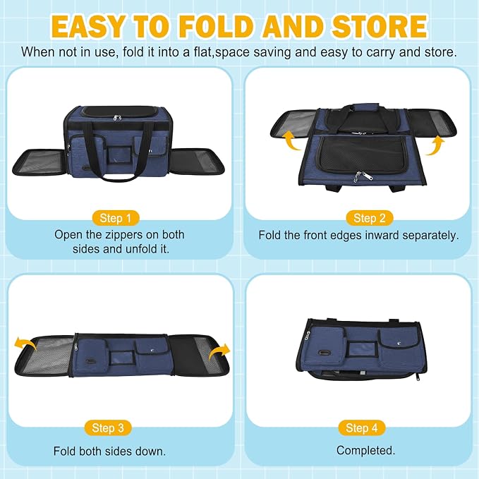 HUANLANG Cat Carrier Airline Approved, Soft-Sided Dog Carriers - Image 9