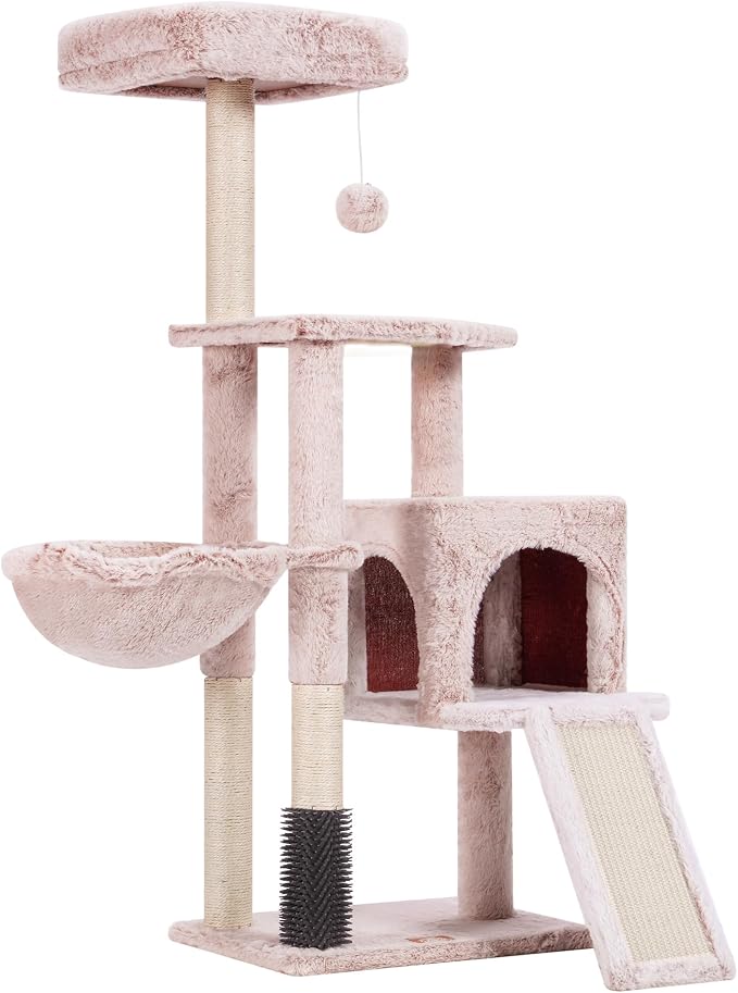Heybly Cat Tree with Cat Self Groomer Brush, Cat Tower Condo - Image 9