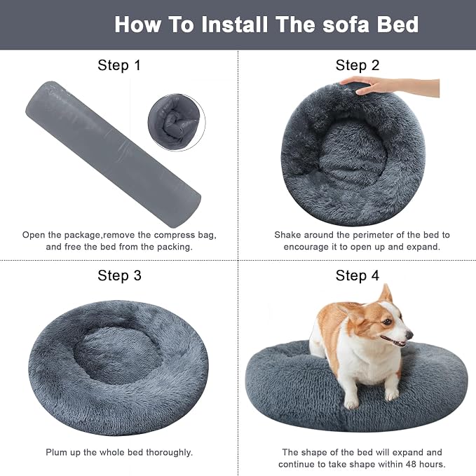 Nisrada Dog Bed for Small Medium Large Dogs, 24 inch Calming Dogs Bed, - Image 5