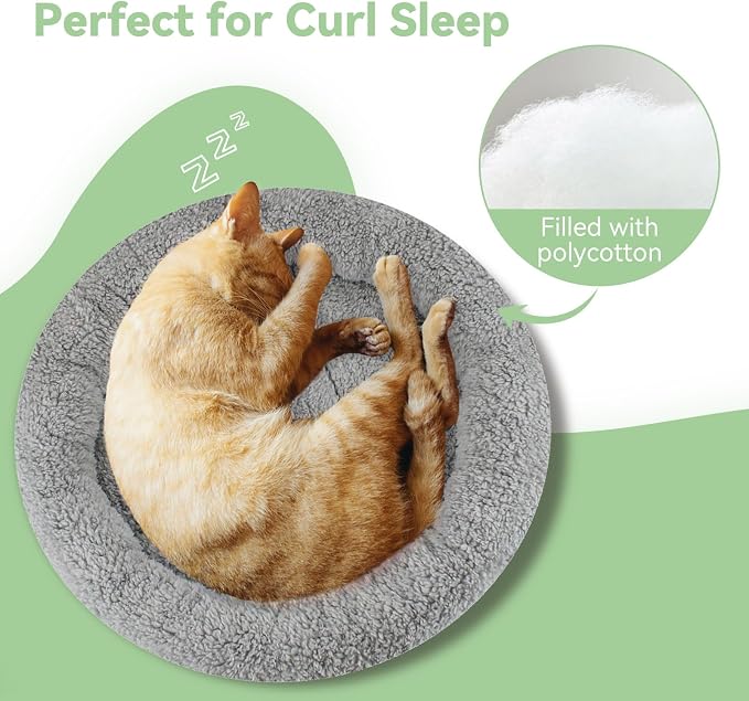 LESYPET Round Cat Bed for Cats Small Dogs - Image 4