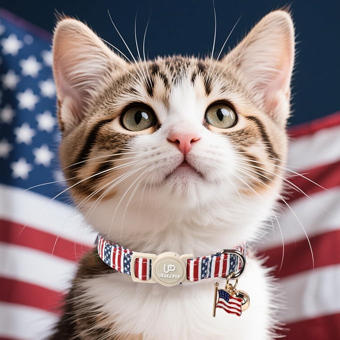4th 0f July Cat Collar, Summer Baseball Blue Cat Collar - Image 5