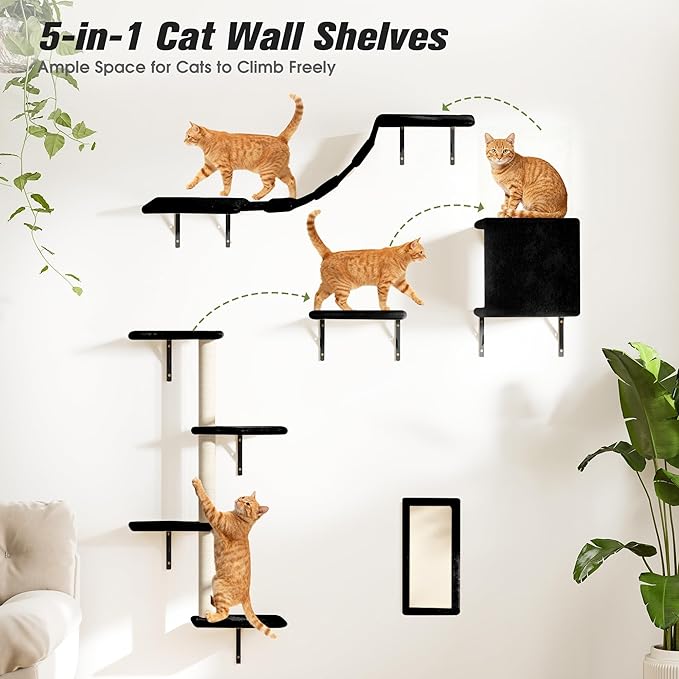 COZIWOW Wall Mounted Cat Furniture, Cat Wall Shelves and Perches, Floating Cat - Image 3