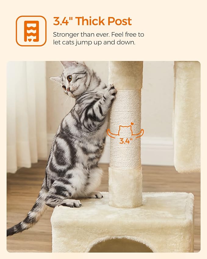 Feandrea Cat Tree, 33.1-Inch Cat Tower, Plush Condo - Image 7