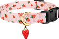 Cotton Handmade Dog Collar Cute and Distinctive Patterns Pink Strawberries by Fyeqyaou