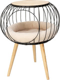 Kitty City Modern Cat Bed with Wooden Side Table, Elevated Indoor Cat Lounge by KittyCity