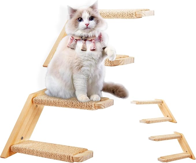 Cat Climbing Stair Shelf Wall Mounted Reversible Left & Right Direction by PELUOMOZ