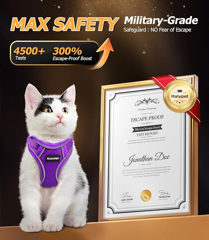 Halypet Cat Harness and Leash Set Escape Proof Adjustable Cat Leash Comfortable - Image 3
