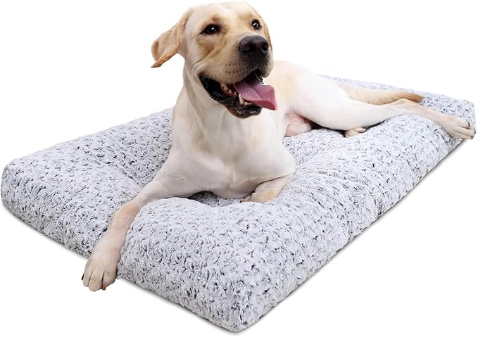 KSIIA Washable Dog Bed Deluxe Plush Dog Crate Pad Comfy Pet Bed Non-Slip Kennel by KSIIAPetProducts