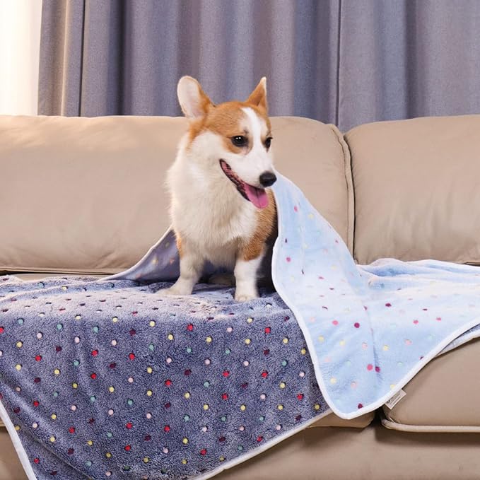 Luciphia 1 Pack 3 Blankets Super Soft Cute Dot Pattern Pet Blanket Flannel Throw - Image 6