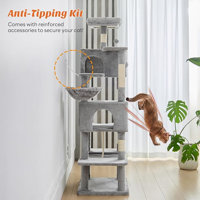 DUMOS Large 66 Inch Cat Tree Tower, Tall Multi Level Cat Climbing Tower - Image 6