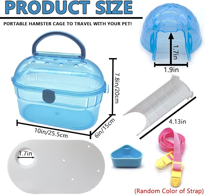 Portable Hamster Cage Syrian Hamster Carry Travel Cage - Image 2