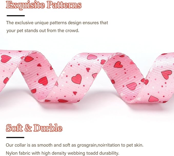 Love Pattern Dog Collar with Buckle Adjustable Safety Nylon Collars - Image 3